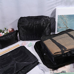 ポリエステル製旅行用トイレタリーバッグ8個  巾着袋  長方形  ブラック  15~32x23~45x0.1~0.8cm&nbsp;ABAG-WH0046-118B