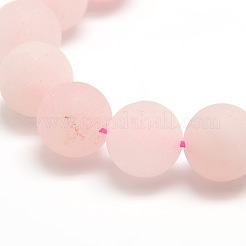 Frosted Natural Rose Quartz Round Bead Strands&nbsp;G-M064-12mm-09