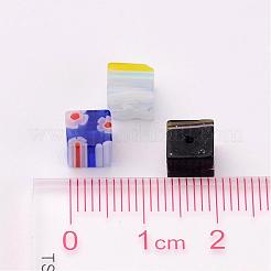 Handmade Millefiori Glass Cube Beads&nbsp;X-LK-P014-M