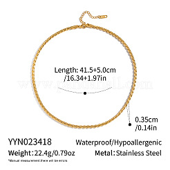 3.5mm 304ステンレススチール製ツイストチェーンネックレス（女性用）  18KGP本金メッキ  16.34インチ（41.5cm）&nbsp;KJ9956-1