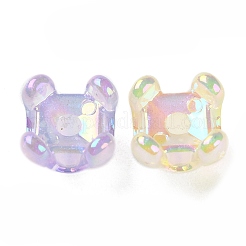 蓄光UVメッキアクリルビーズキャップ  虹色の  4花びら  ミックスカラー  11x11.5x11.5mm  穴：2.4mm&nbsp;PACR-E003-12