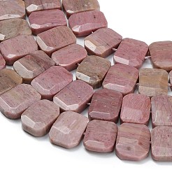 天然石ロードナイトビーズ連売り  長方形  多面カット  15x20x6mm  穴：1.5mm  約25個/連  14.96インチ（38cm）&nbsp;G-C285-A05-01