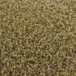 MIYUKIラウンドロカイユビーズ  日本製シードビーズ  15/0  （rr2374)透明オリーブ光沢  1.5mm  穴：0.7mm  約27777個/50g&nbsp;SEED-X0056-RR2374