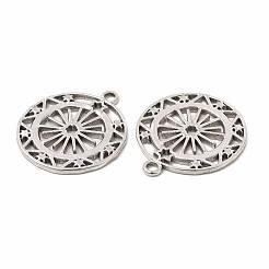 変色しない304ステンレススチールペンダント  スターチャーム付きフラットラウンド  ステンレス鋼色  23x20x1mm  穴：1.8mm&nbsp;STAS-E182-20P