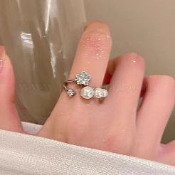 Alloy Micro Pave Cubic Zirconia Cuff Open Rings for Women&nbsp;WGA9B8A-01