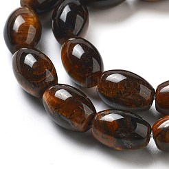 天然石タイガーアイビーズ連売り  ライス  12x8mm  穴：1.2mm  約33個/連  15.94''（40.5センチメートル）&nbsp;G-B106-B14-01