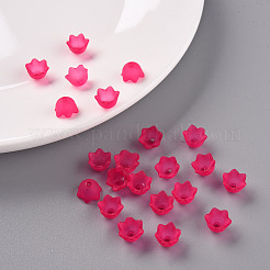 透明アクリルビーズキャップ  チューリップの花  スズラン  艶消し  濃いピンク  10x6mm  穴：1.5mm  約2100個/500g&nbsp;PL543-12