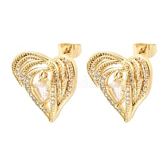 Brass Micro Pave Clear Cubic Zirconia Stud Earrings&nbsp;KK-CBA5B62-04G