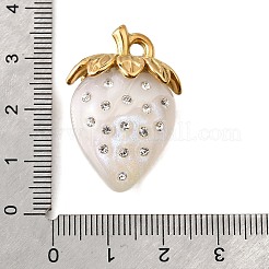304ステンレススチールアクリルパーツ  イチゴのチャーム  ラインストーン付き  PVD真空メッキ  長持ちメッキ  ベージュ  31.5x21x15mm  穴：3mm&nbsp;STAS-E549-03G-01