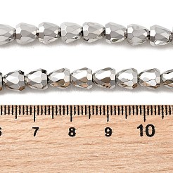 電気メッキガラスビーズセット  コーン  多面カット  プラチナメッキ  6x6mm  穴：1mm  約65個/連  15.75''（40センチメートル）&nbsp;EGLA-F166-08P