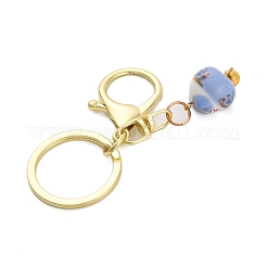 Fortune Cat Porcelain Pendant Keychain&nbsp;KEYC-G064-03G