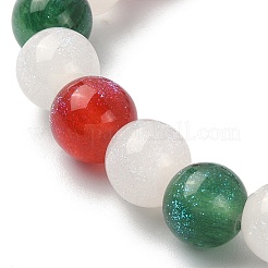Resin Round Beaded Stretch Bracelet with Alloy Enamel Christmas Charms&nbsp;BJEW-JB09525