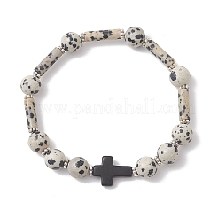 Natural Dalmatian Jasper & Synthetic Turquoise Beads Bracelets&nbsp;BJEW-JB13232