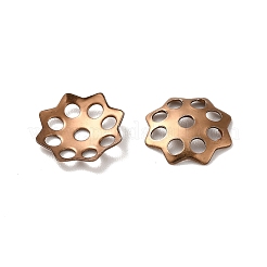 イオンプレーティング（IP）304ステンレススチールビーズキャップ  花  マルチ花弁  コーヒーゴールデン  10.5x10x1.5mm  穴：1mm&nbsp;STAS-F075-23CG