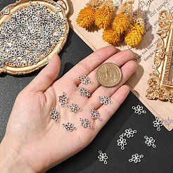 チベットスタイルの合金コネクターチャーム80個。  中空の花のリンク  アンティークシルバー  15.5x9.5x2mm  穴：1.4mm&nbsp;FIND-YW0008-29