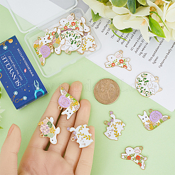 20Pcs 5 Style Golden Plated Alloy Enamel Pendants&nbsp;ENAM-SC0004-30