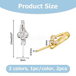 2Pcs 2 Colors 925 Sterling Silver Cubic Zirconia Pendants Bails&nbsp;STER-HS0001-13