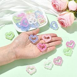 UVメッキアクリルビーズ30個。  虹色の  ハート  ミックスカラー  25x29x7mm  穴：2.5mm&nbsp;MACR-FS0002-43