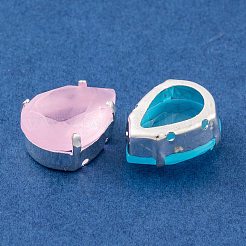 ティアドロップ ラインストーンに縫い付ける  フロストK9ガラスラインストーン  マルチ連リンク  真鍮パーツ  ミックスカラー  銀  18x13x9mm  穴：1.2mm&nbsp;GLAA-K069-09S