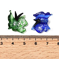 透明なランプワークビーズ  手作り銀箔ガラスベネチアンビーズ  蝶  ミックスカラー  17~17.5x19~21x8.5mm  穴：1.5mm&nbsp;LAMP-F037-01B