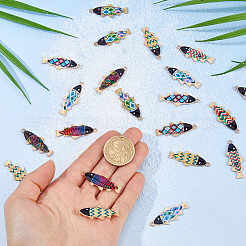 30本合金エナメルペンダント  魚のチャーム  ゴールドカラー  ミックスカラー  35.5x14.5x1.5mm  穴：2mm&nbsp;FIND-DC0008-49