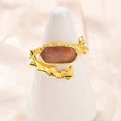 Oval Natural Amethyst Open Cuff Rings&nbsp;RJEW-K286-07G