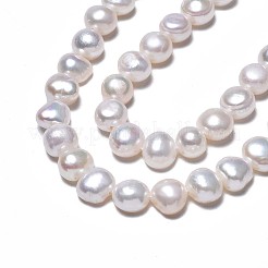 天然養殖淡水パールビーズ連売り  ポテト  貝殻色  6~7.5x6.5~8x4~6mm  穴：0.8mm  約46~47個/連  13.98インチ〜14.25インチ（35.5cm〜36.2cm）&nbsp;LS-PEAR-N014-07C