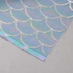 魚の鱗模様のポリエステル生地  衣料品用  ディープスカイブルー  1640x0.3mm&nbsp;DIY-WH20081-103B