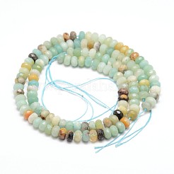 Faceted Natural Flower Amazonite Rondelle Beads Strands&nbsp;X-G-K090-12