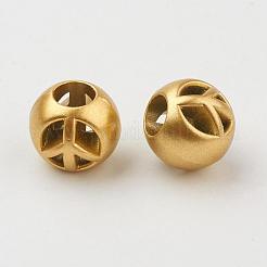 CCBプラスチックヨーロピアンビーズ  ピースサインでラウンド  アンティーク黄金  11.5~12x10mm  穴：5mm&nbsp;CCB-P003-02AG