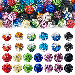 52色のポリマークレイラインストーンビーズ13個。  パヴェボールディスコビーズ  ラウンド  ミックスカラー  9~10mm  穴：1.6~1.8mm  4個/カラー&nbsp;RB-TA0001-21