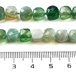 天然瑪瑙染めビーズ連売り  多面カット  キューブ  濃い緑  7x8x7mm  穴：1mm  約47~48個/連  13.35~13.46''（33.9~34.2センチメートル）&nbsp;G-H028-A08-03