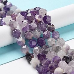 天然石アメジストビーズ連売り  多面カット  スターカットラウンドビーズ  9.5~10.5x9~9.5x9~9.5mm  穴：1.2mm  約36~38個/連  14.76~15インチ（37.5~38.1cm）&nbsp;G-G030-A07-02