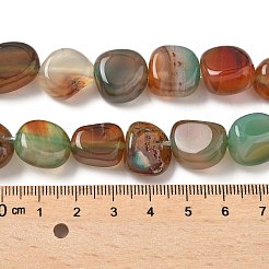 天然石瑪瑙ビーズ連売り  染め＆加熱  ナゲット  タンブルストーン  ミックスカラー  14~15x10~14x8~9.5mm  穴：1.6mm  約12~13個/連  7.09~7.48''（18~19センチメートル）&nbsp;G-H295-D01-15