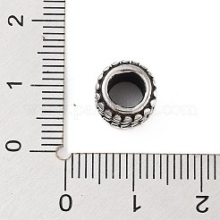 304ステンレススチールヨーロピアンビーズ  大穴ビーズ  コラム  アンティークシルバー  9.5x6.5mm  穴：5mm&nbsp;STAS-I205-04AS