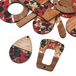 Walnut Wood & Transparent Resin & Gold Foil Pendants&nbsp;WD-CBA583A-07