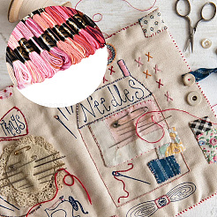 6層ポリエステル刺繍フロス  クロスステッチの糸  セグメント染めグラデーションカラー/クリスマス/秋カラーシリーズ  カラフル  0.5~1mm  約8.75ヤード（8m）/バンドル  12束/セット&nbsp;OCOR-WH20074-15H