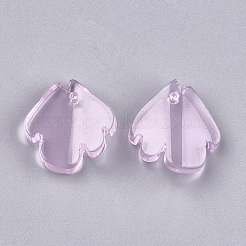 クリアガラスペンダント  魚  ピンク  18~18.5x17x5mm  穴：1mm&nbsp;GGLA-S039-01H-02