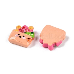 スーパーマーケットテーマ不透明樹脂デコデンカボション  財布  桃パフ  25.5x25x8mm&nbsp;LS-RESI-N039-115C