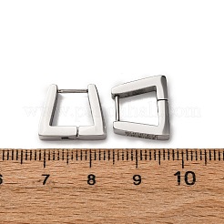 304ステンレススチール製キュービックジルコニア台形フープピアス  316ステンレス鋼  プラチナ  12.5x14.5x2.8mm&nbsp;EJEW-D331-06P