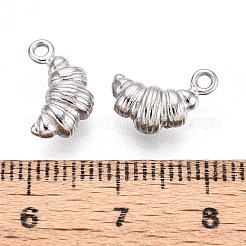 304ステンレススチールチャーム  クロワッサンチャーム  変色防止  ステンレス鋼色  12x7.5x5mm  穴：1.5mm&nbsp;STAS-N109-259P