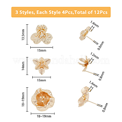 12Pcs 3 Style Brass Stud Earring Findings&nbsp;KK-FH0004-86