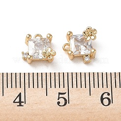 Brass Micro Pave Clear Cubic Zirconia Charms&nbsp;KK-P355-09G