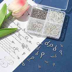 アイアンスクリューアイピンヒートンキャップ  片穴パーツ用  銀  8~13x4~6.5x1~1.5mm  穴：2~4mm  600pc&nbsp;IFIN-FS0001-58