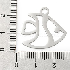 変色しない304ステンレススチールペンダント  レーザー切断  ステンレス鋼色  海の動物の魅力  魚  24x25x1mm  穴：3mm&nbsp;STAS-B056-10P-04