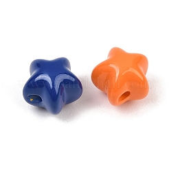 ベーキングペイント不透明アクリルビーズ  スター  ミックスカラー  11x11x10mm  穴：2mm&nbsp;AC-CBA9EC7-02