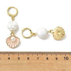 Natural Pearl & Alloy Hoop Earrings&nbsp;EJEW-JE07028