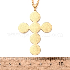 Religion 304 Stainless Steel Saint Benedict Cross Pendant Twisted Chain Necklaces for Men Women&nbsp;NJEW-Z119-02G