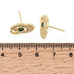 Eyes Brass Micro Pave Cubic Zirconia Stud Earrings&nbsp;EJEW-C186-20G-03