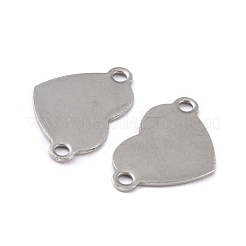 変色しにくい201ステンレススチールリンクコネクター  ハート  ステンレス鋼色  14x22.5x0.8mm  穴：1.7mm&nbsp;STAS-K217-32A